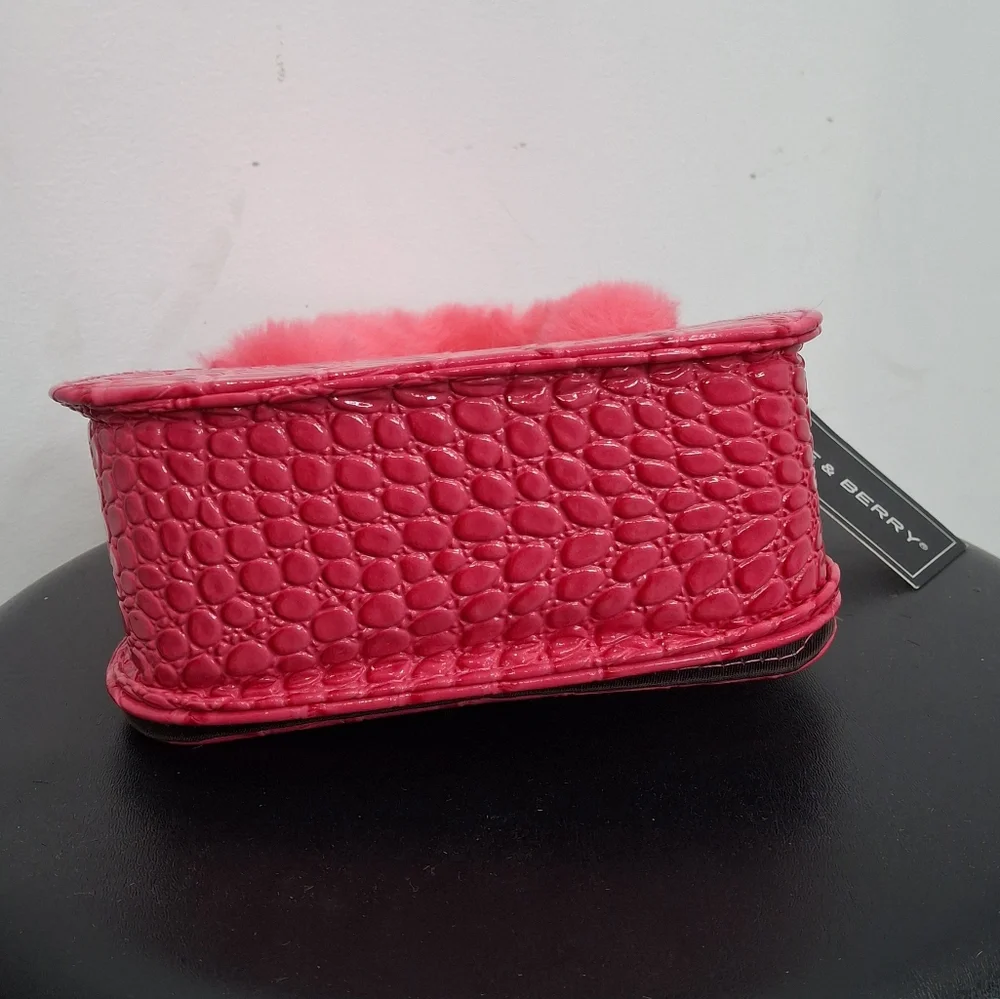 Pink Preppy Mini Crock Embossed Pearl Buckle Fuzzy Bag - Picture 5 of 7